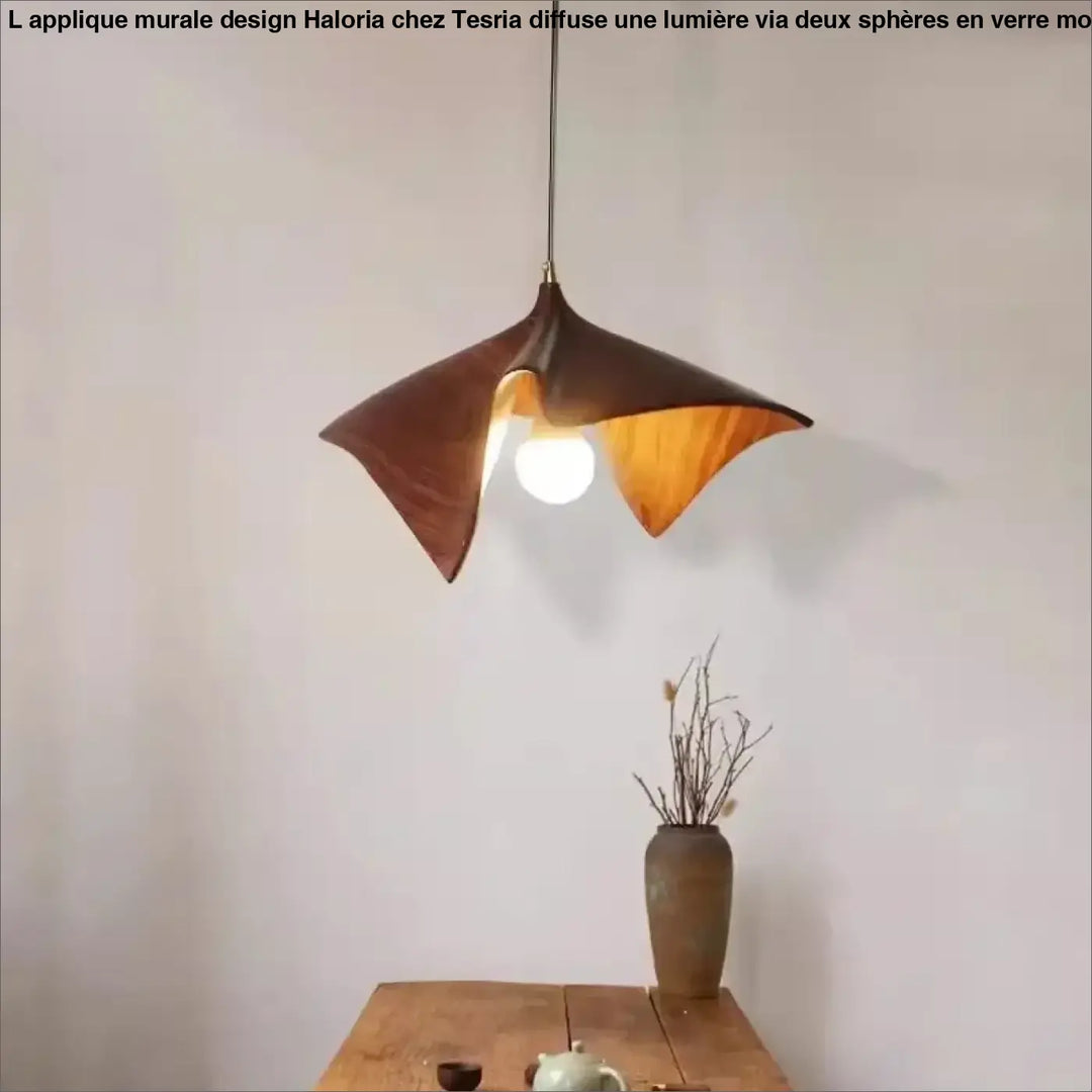Suspension luminaire contemporaine avec finition bois