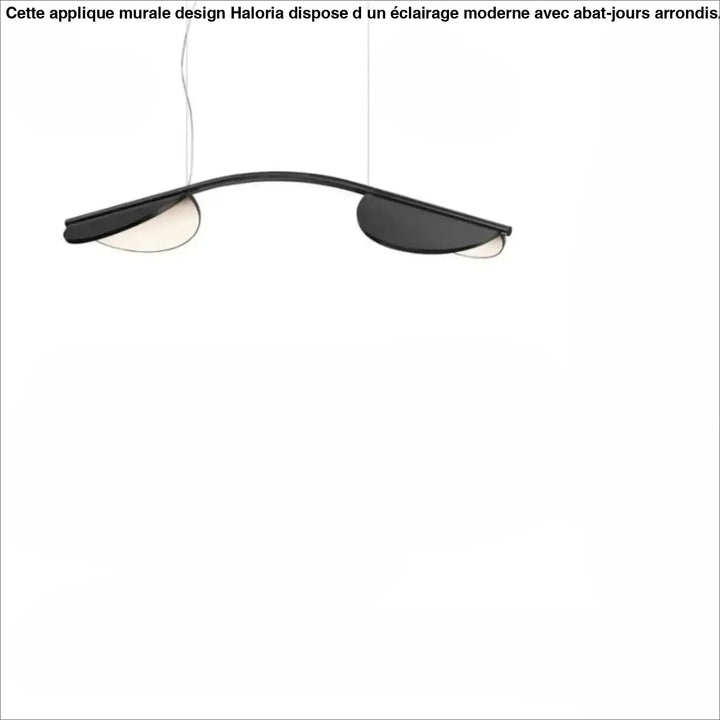 Suspension luminaire black curved with two semi-circular shades in lignes flottantes luminaire design levia