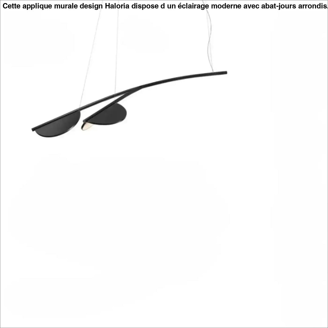 Suspension luminaire levia noir minimaliste avec design luminaire lignes flottantes et deux abat-jour en forme de goutte