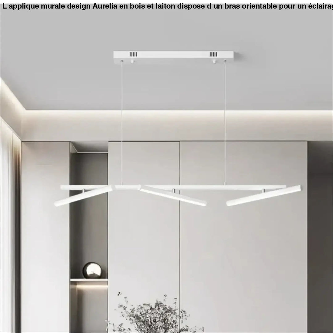 Suspension luminaire shapY en led blanc avec design angulaire moderne diffusant une lumière blanche chaud minimaliste