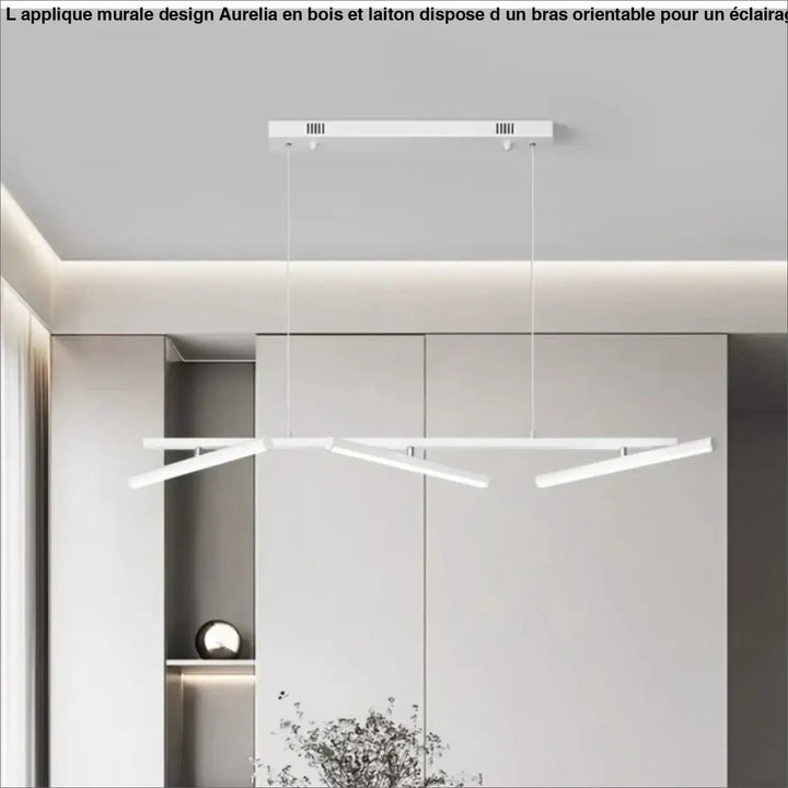 Suspension luminaire shapY en led blanc avec design angulaire moderne diffusant une lumière blanche chaud minimaliste