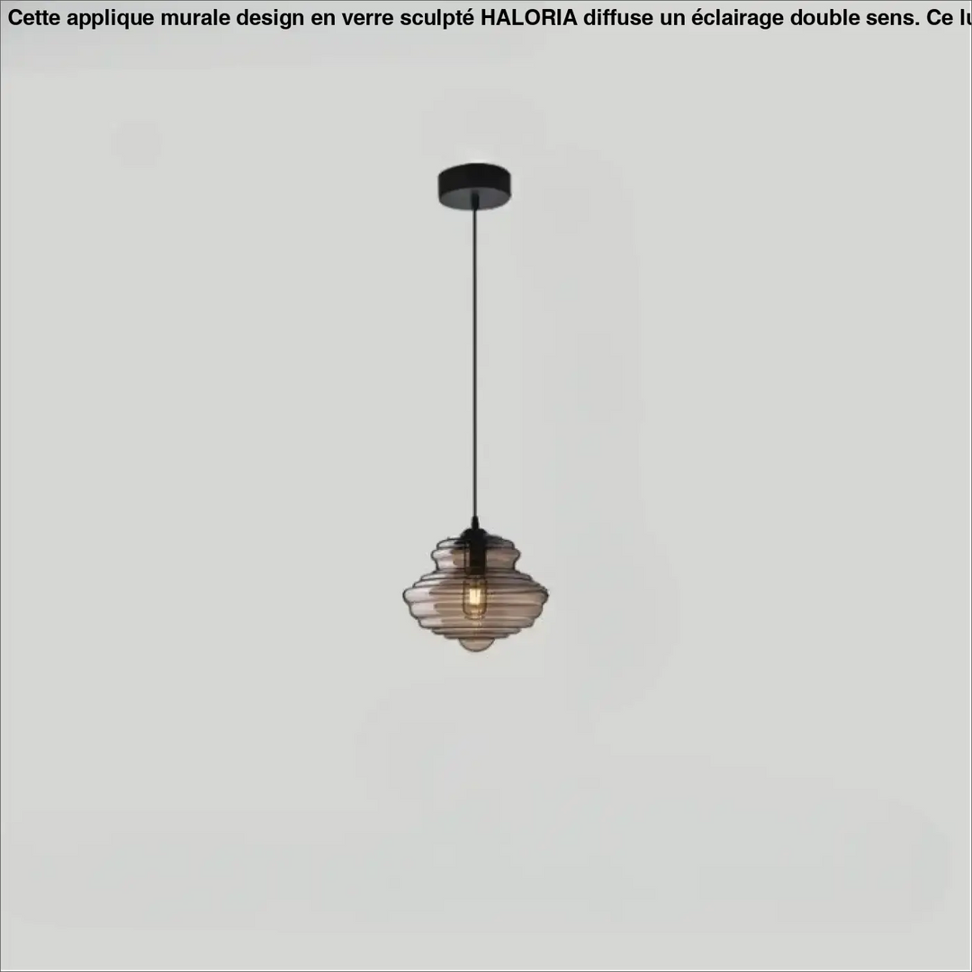Suspension luminaire ondor avec abat-jour en verre ambré translucide à étages et fixations métalliques noires modernes