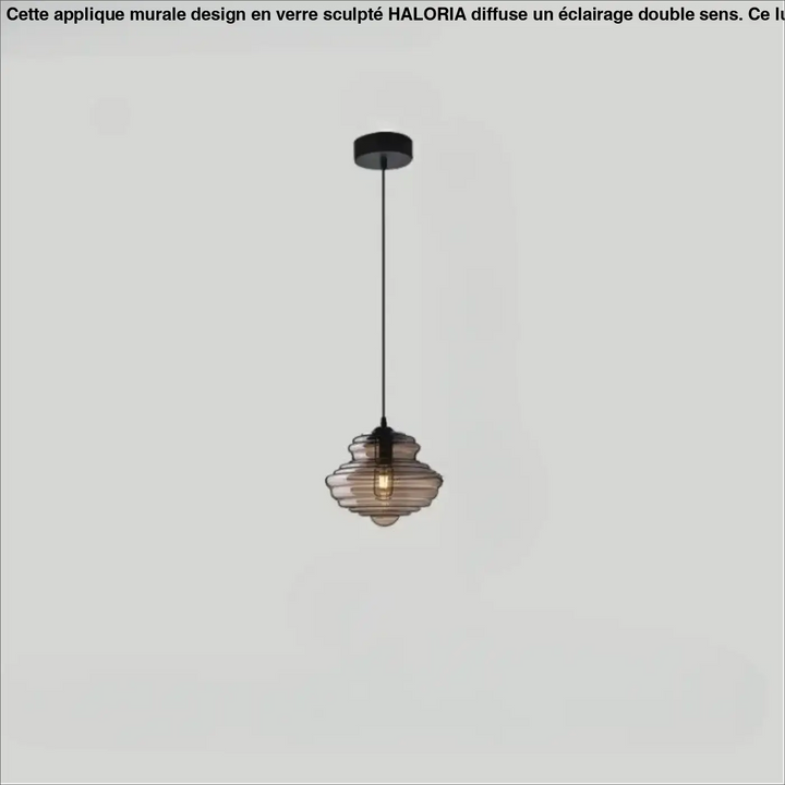Suspension luminaire ondor avec abat-jour en verre ambré translucide à étages et fixations métalliques noires modernes