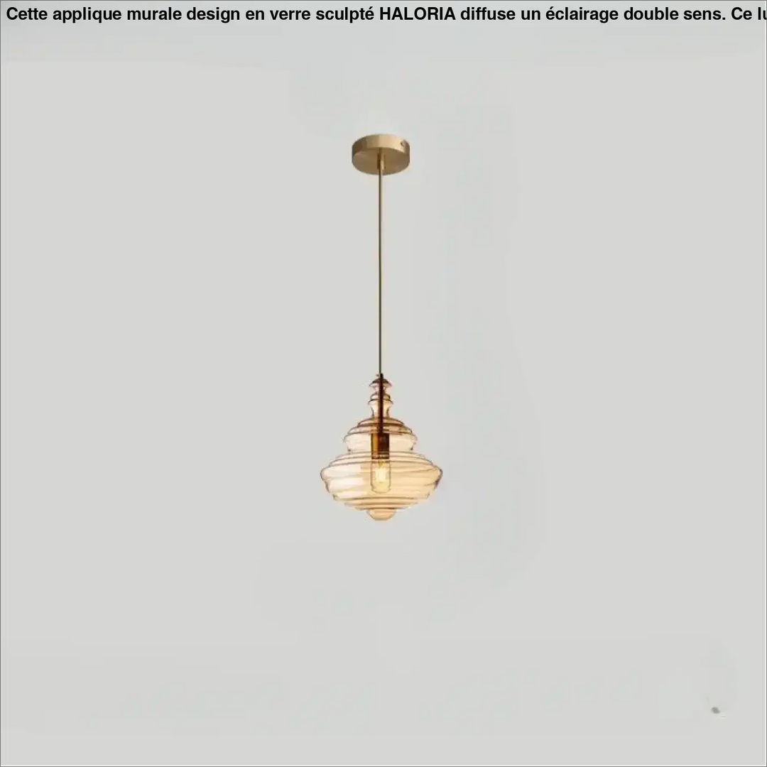 Suspension luminaire ondor avec abat-jour en verre ambré à étage et finitions en laiton moderne