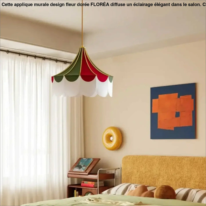 Suspension luminaire vintage en tissu coloré élégant style rétro chic
