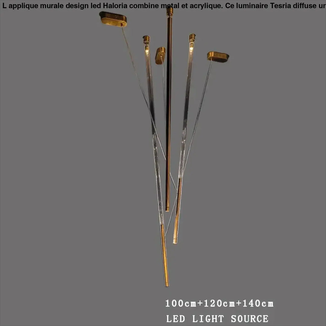 Suspension design artistique à tiges lumineuses led design