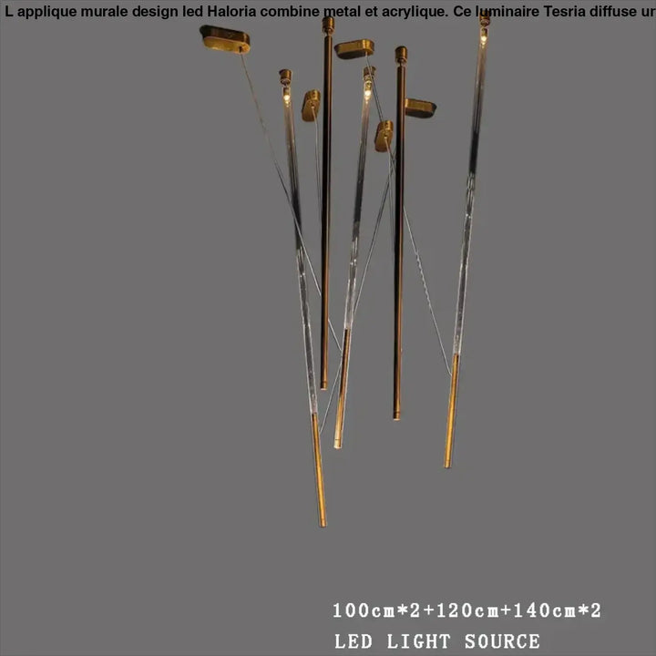 Suspension design artistique à tiges lumineuses led design