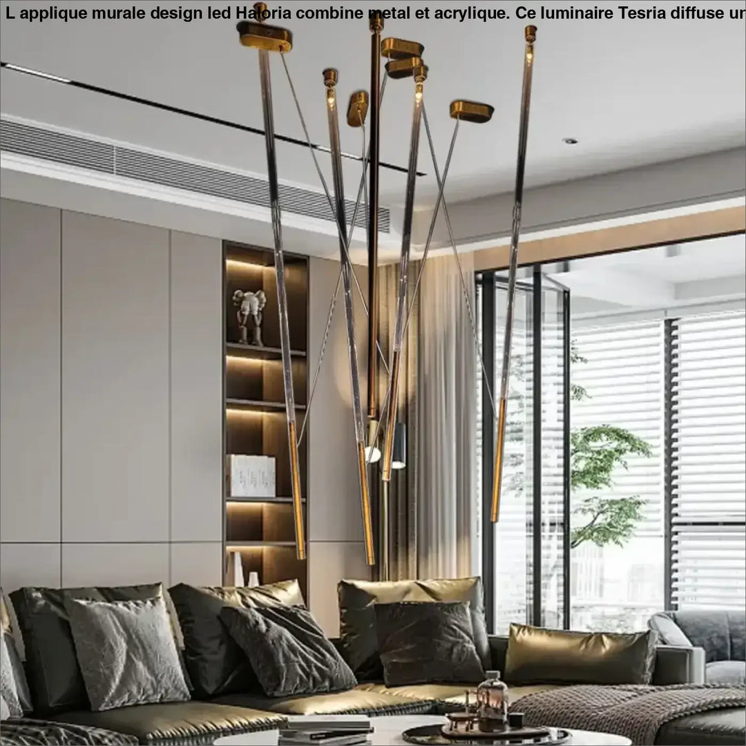 Suspension design artistique à tiges lumineuses led design