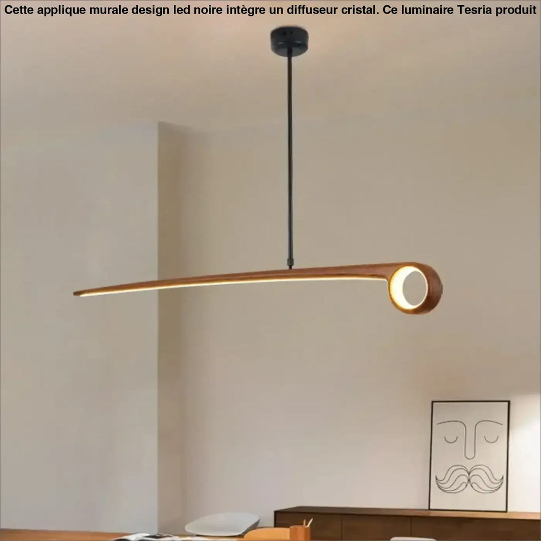 Suspension design led en bois massif linéaire élégante chic