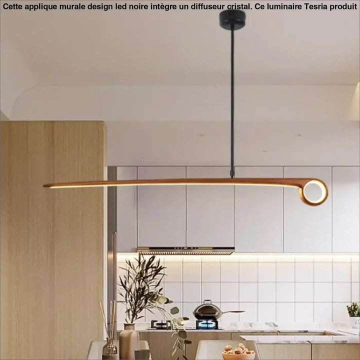 Suspension design led en bois massif linéaire élégante chic