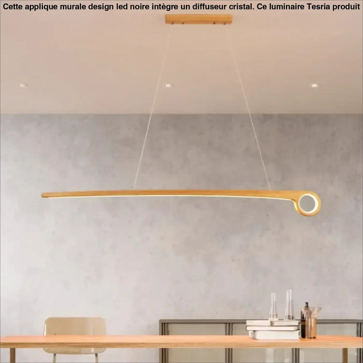 Suspension design led en bois massif linéaire élégante chic