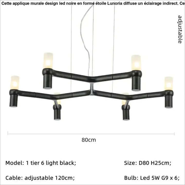 Suspension moderne aluminium verre ambiance chic noir