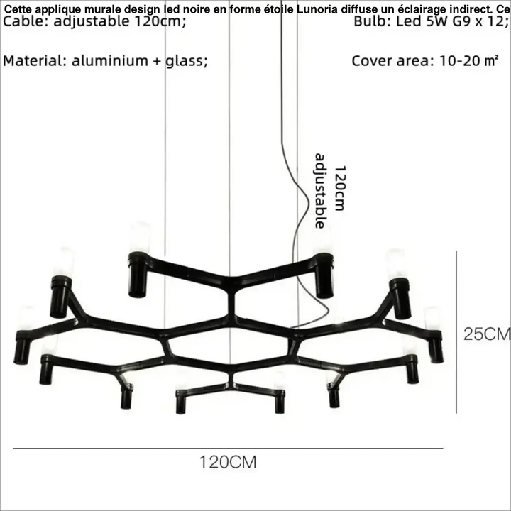 Suspension moderne aluminium verre ambiance chic noir