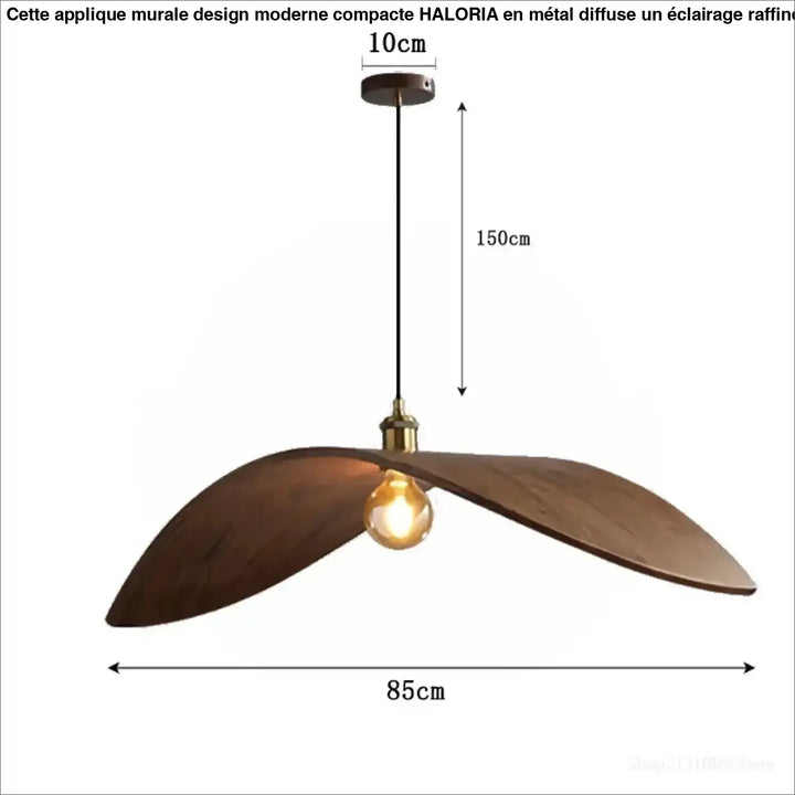 Suspension luminaire moderne en bois forme aile élégante