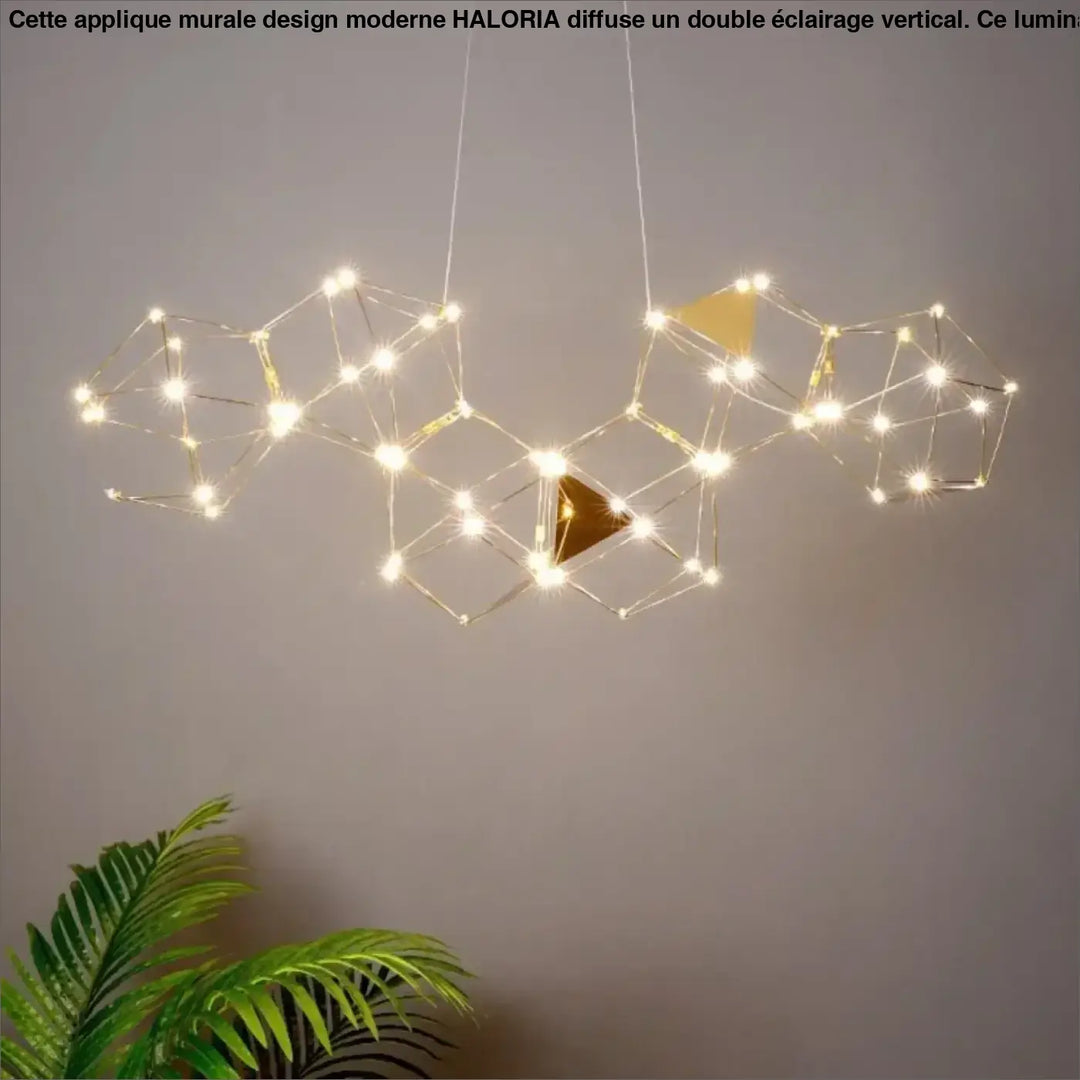 Suspension luminaire géométrique led design moderne doré