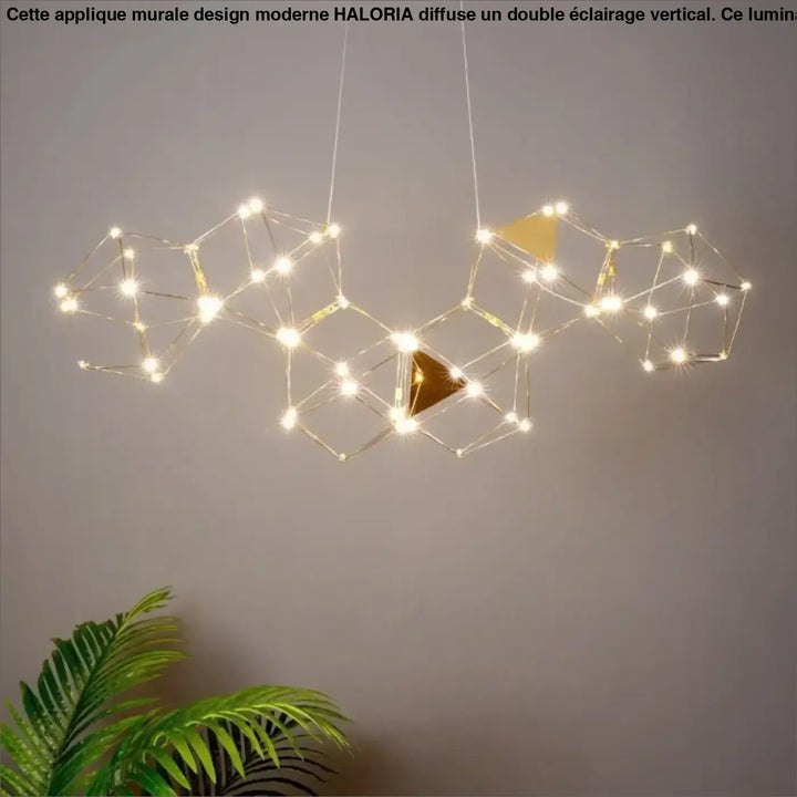 Suspension luminaire géométrique led design moderne doré