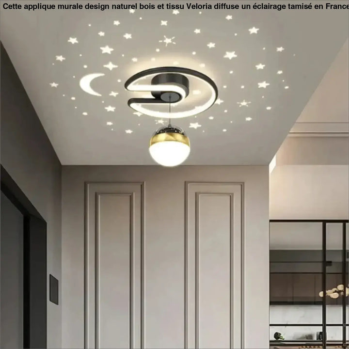 Plafonnier led design moderne noir et doré avec globe