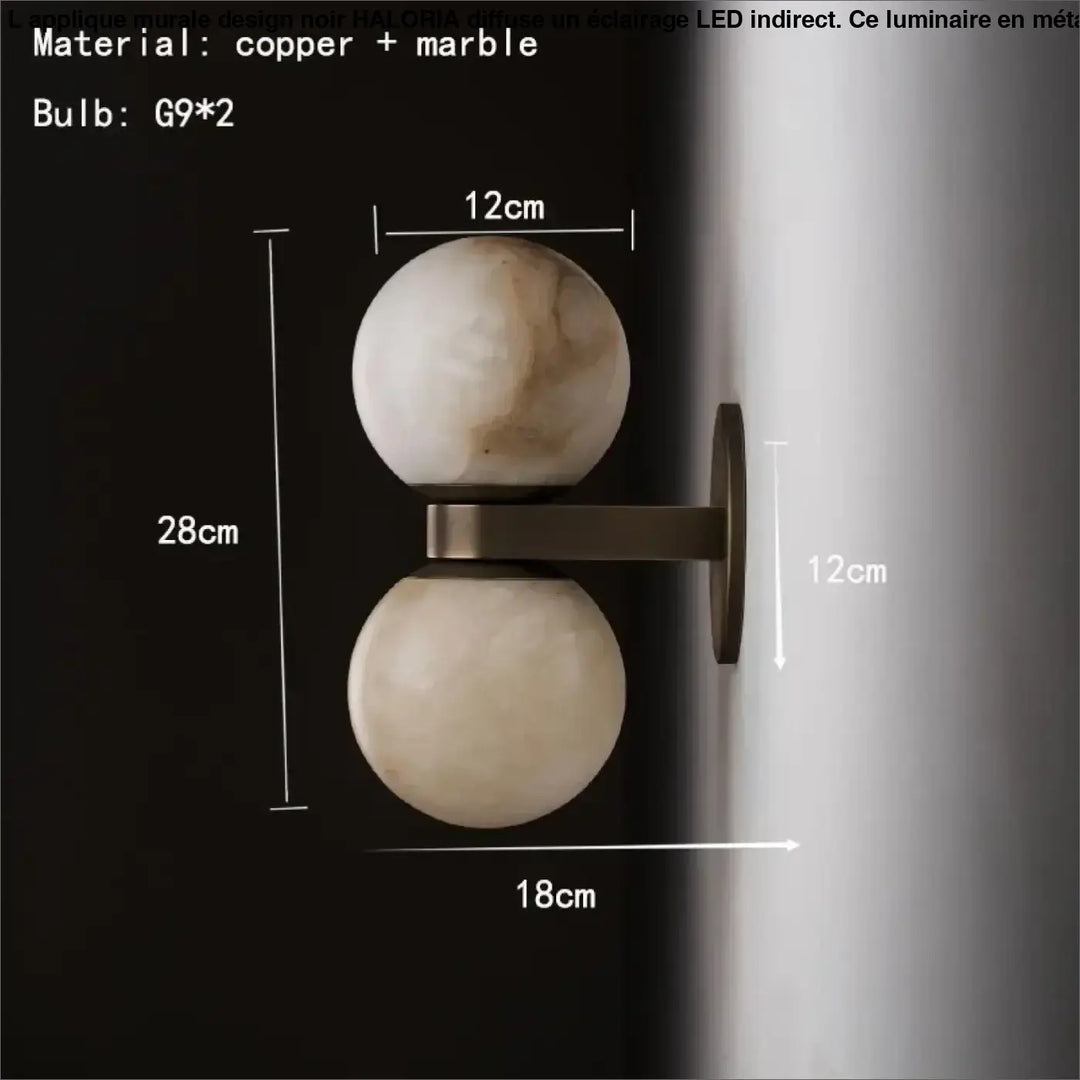 Applique murale design double boule en verre blanc chic