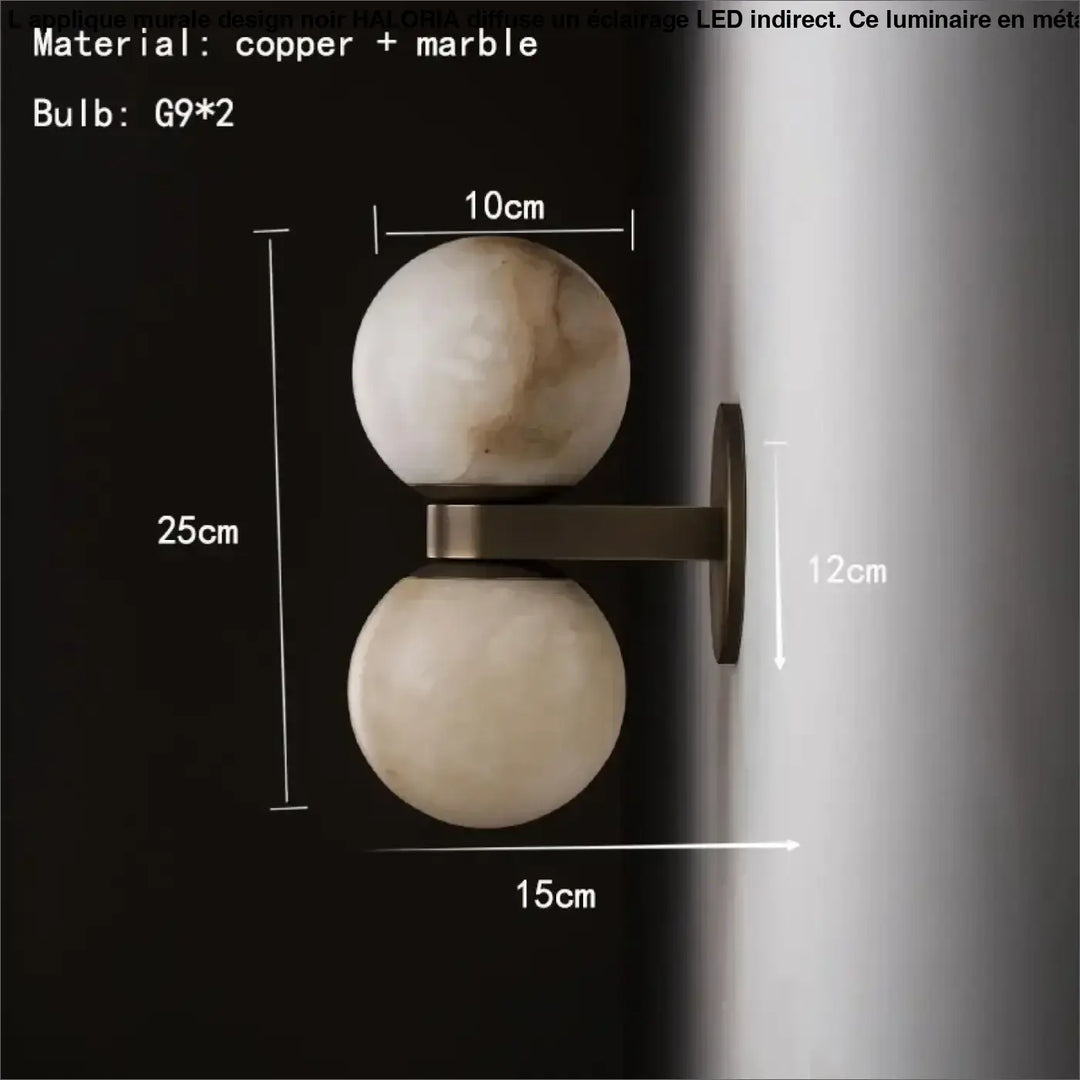 Applique murale design double boule en verre blanc chic