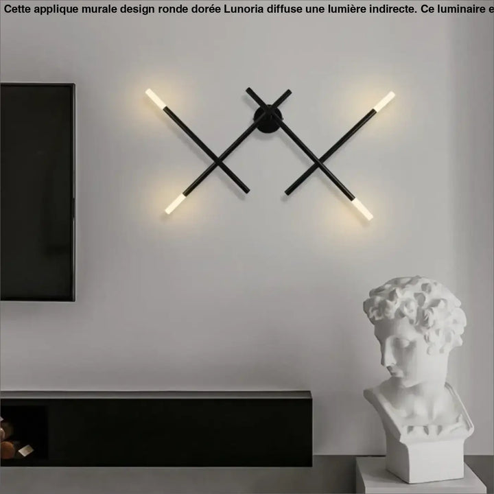 Applique murale moderne design géométrique LED croix noire

