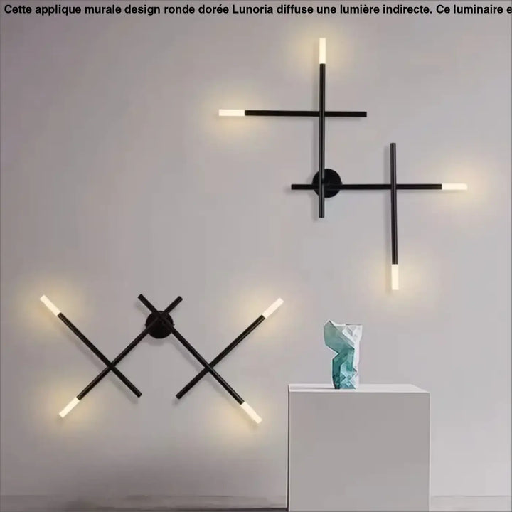 Applique murale moderne design géométrique LED croix noire

