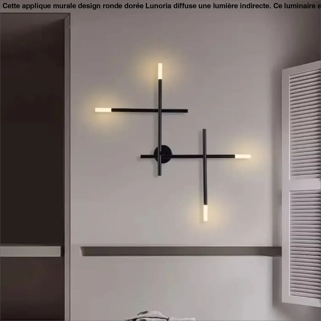 Applique murale moderne design géométrique LED croix noire

