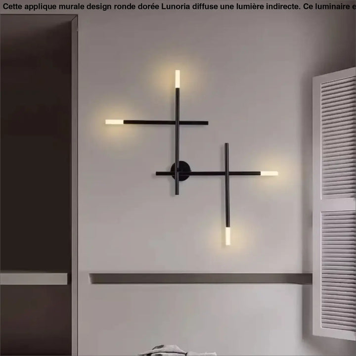 Applique murale moderne design géométrique LED croix noire

