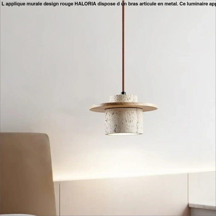 Suspension contemporain en marbre et bois naturel