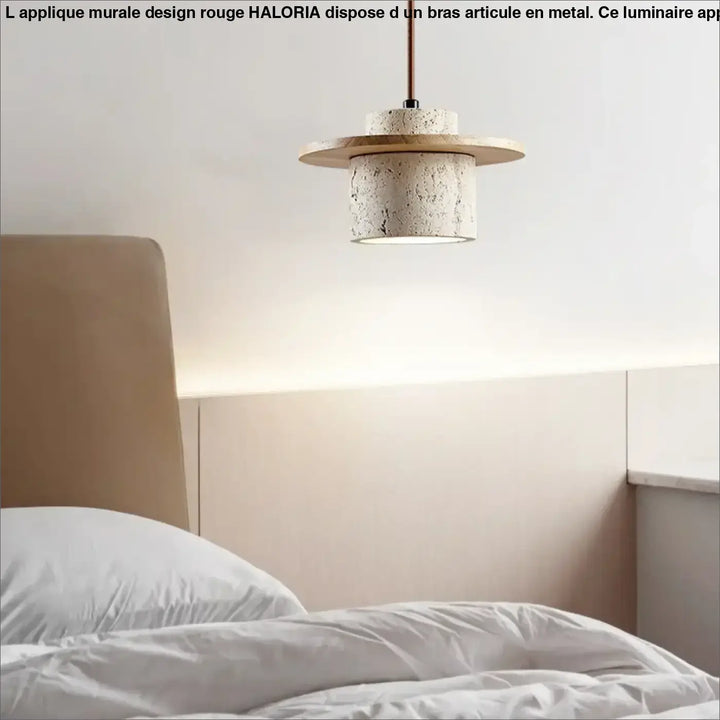 Suspension contemporain en marbre et bois naturel