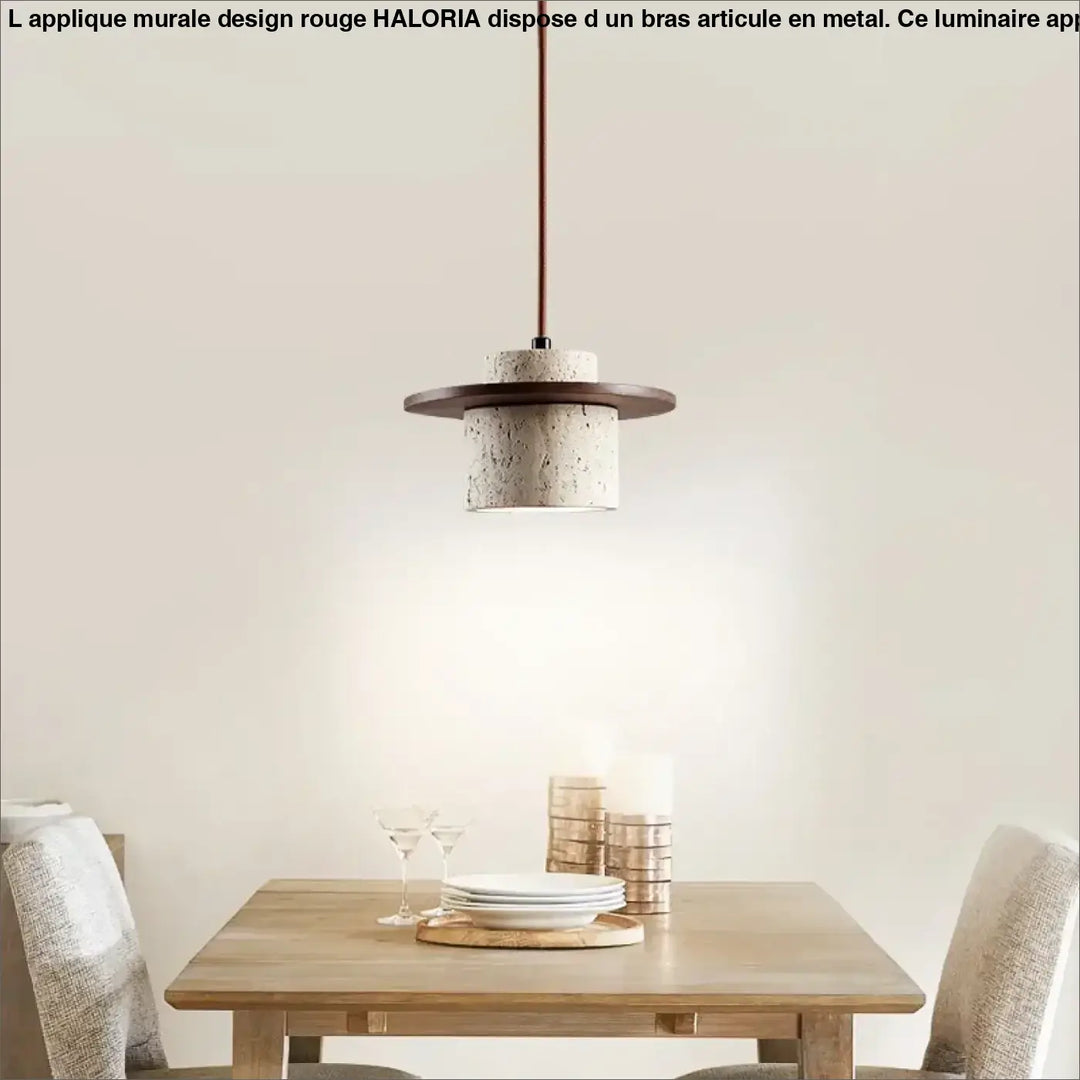 Suspension contemporain en marbre et bois naturel