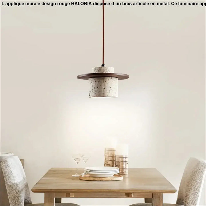 Suspension contemporain en marbre et bois naturel
