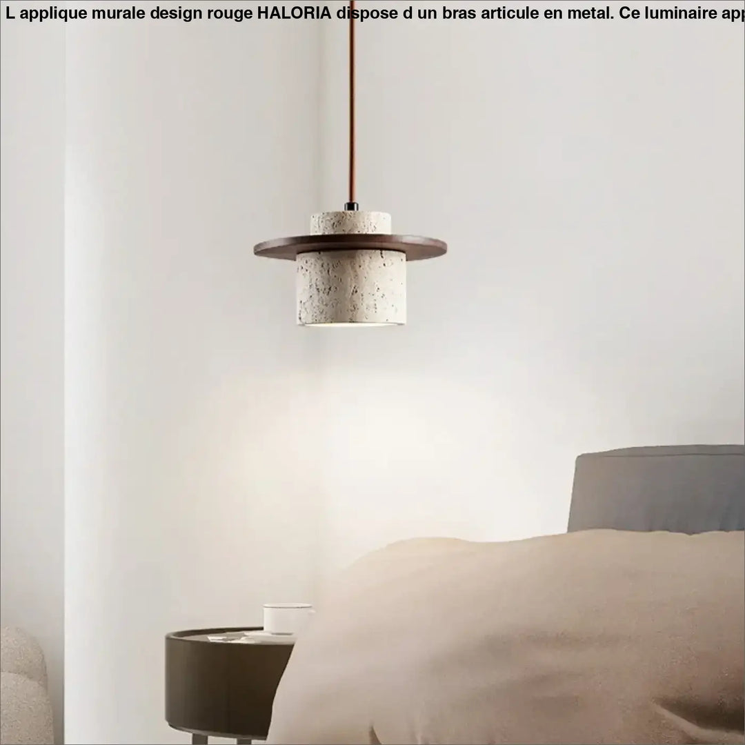 Suspension contemporain en marbre et bois naturel