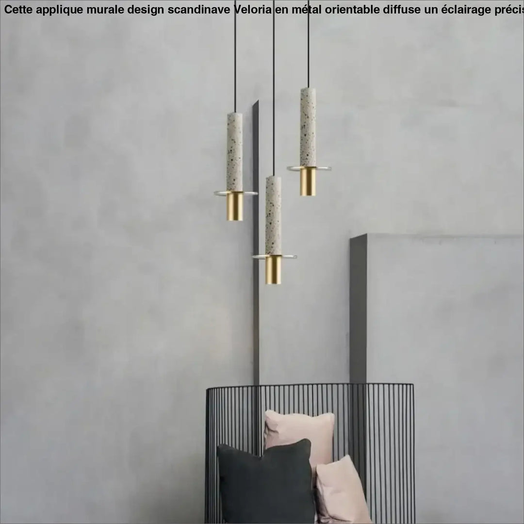 Suspension design minimaliste tube en pierre et laiton