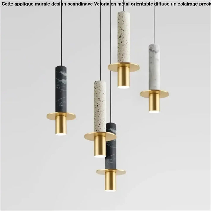 Suspension design minimaliste tube en pierre et laiton
