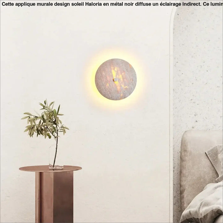 Applique murale minérale avec halo chaud et naturel