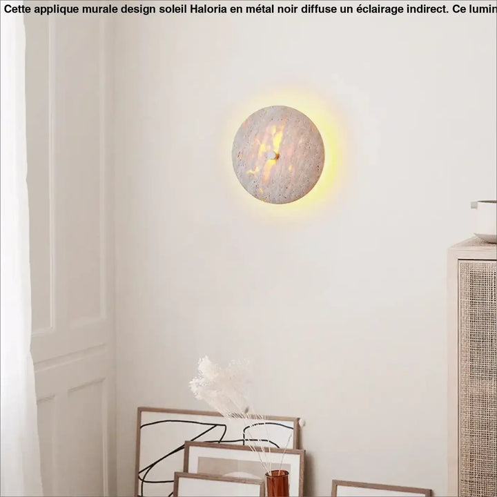 Applique murale minérale avec halo chaud et naturel