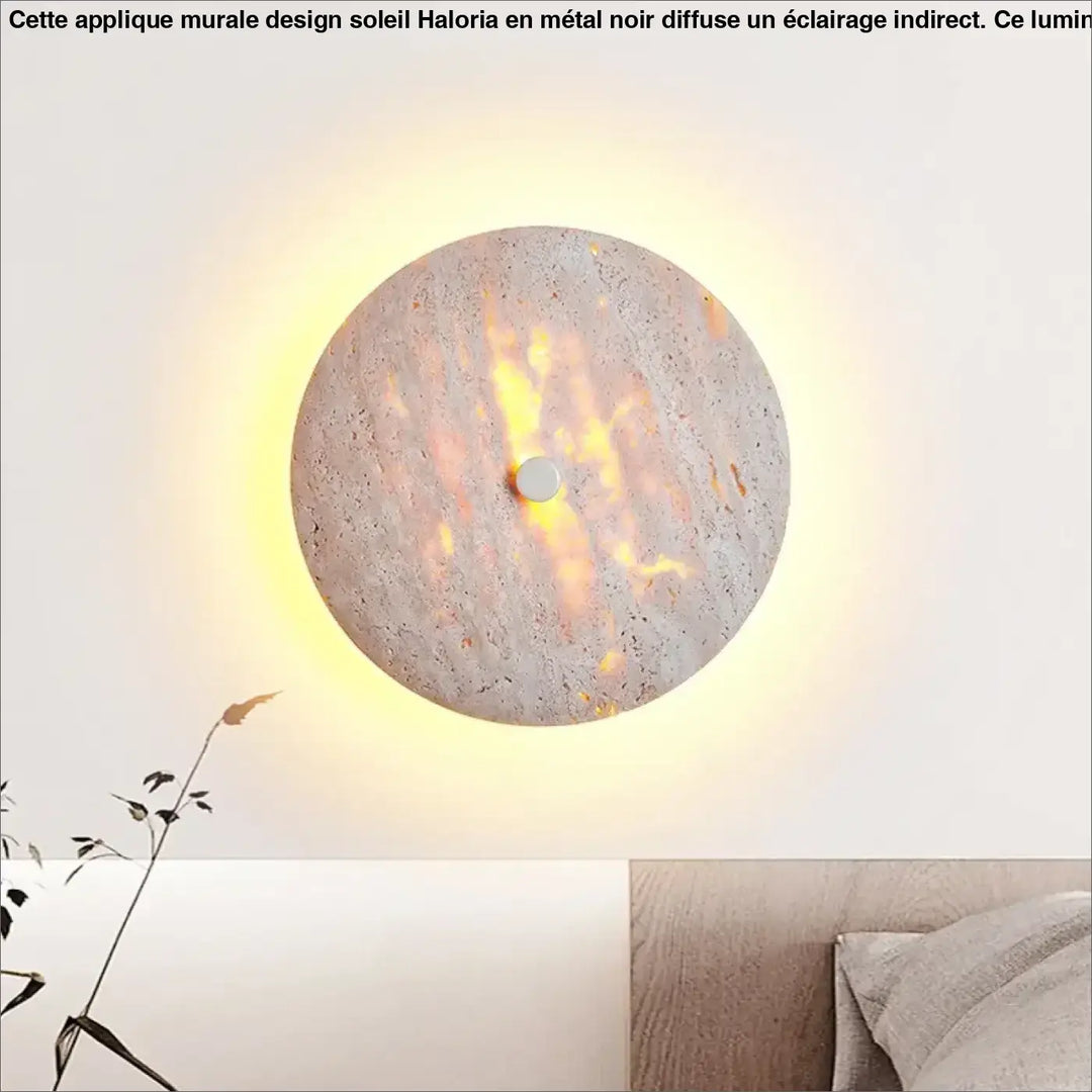 Applique murale minérale avec halo chaud et naturel