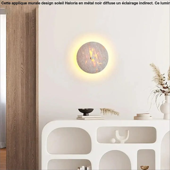 Applique murale minérale avec halo chaud et naturel