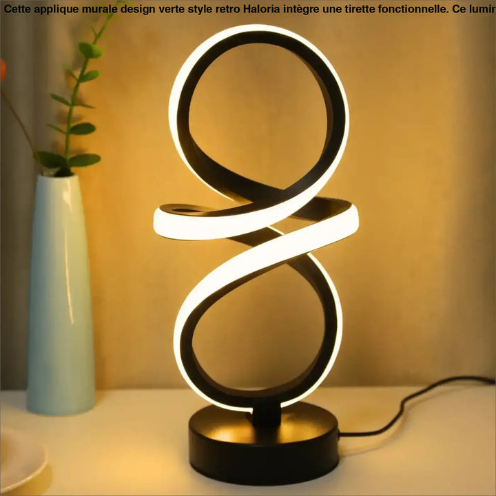 Lampe de table creaspi noire led moderne avec design spiralé lumineux pour un éclairage de table spiral design