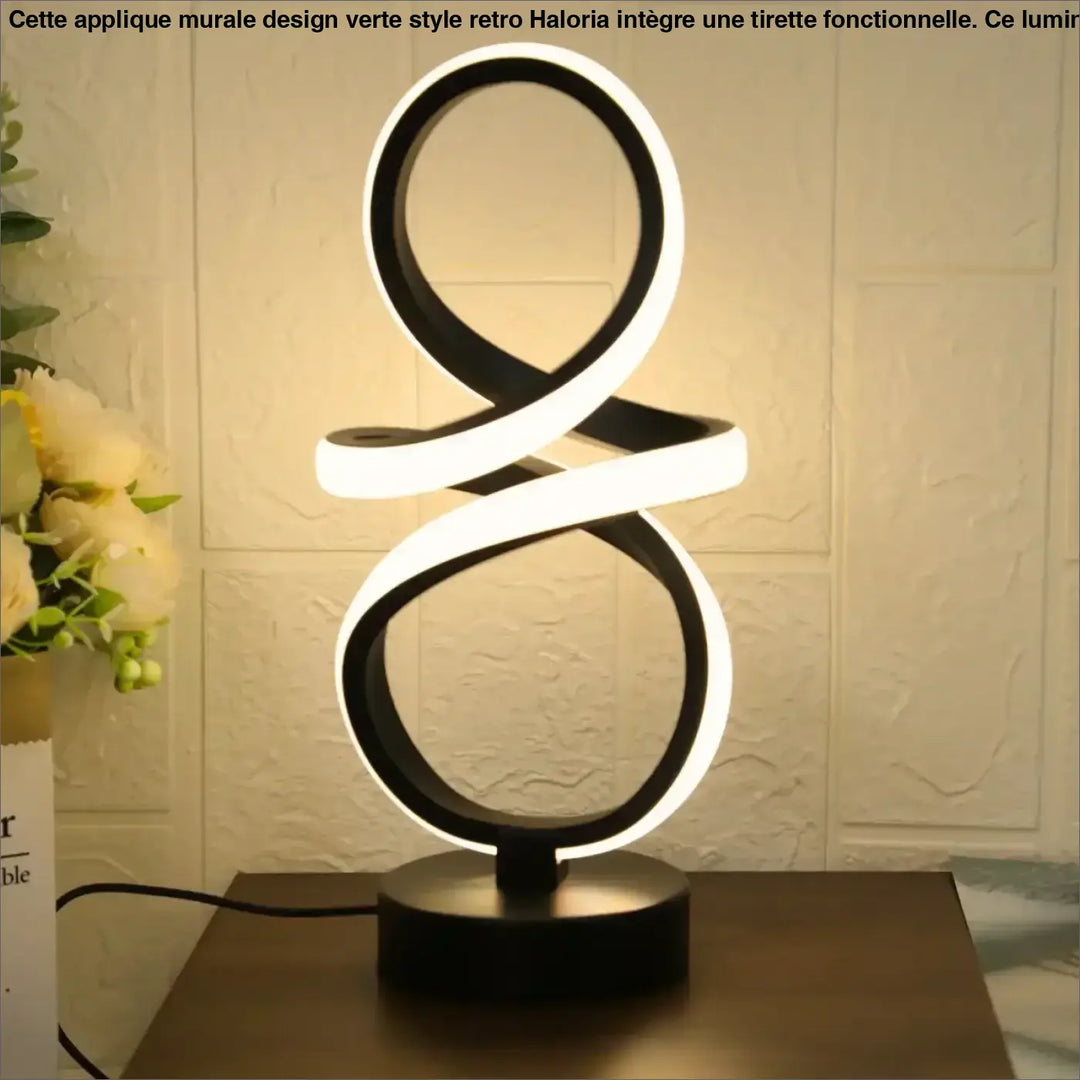 Lampe de table creaspi noir et blanc avec design moderne en led spirale pour un éclairage de bureau élégant