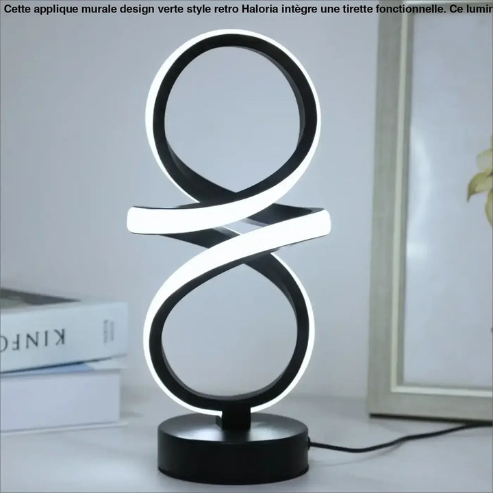 Lampe de table creaspi led noir et blanc avec design moderne en spirale infini pour table spiral design