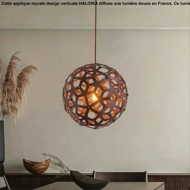 Suspension luminaire fractis lampe suspendue en métal brun foncé à motif géométrique diffusant une lueur ambrée pour manger salon