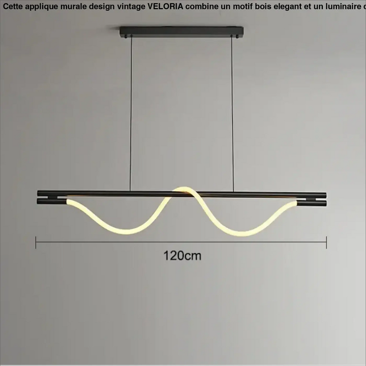 Applique murale design vintage veloria en métal noir avec motif led ondulé crème élégant et moderne