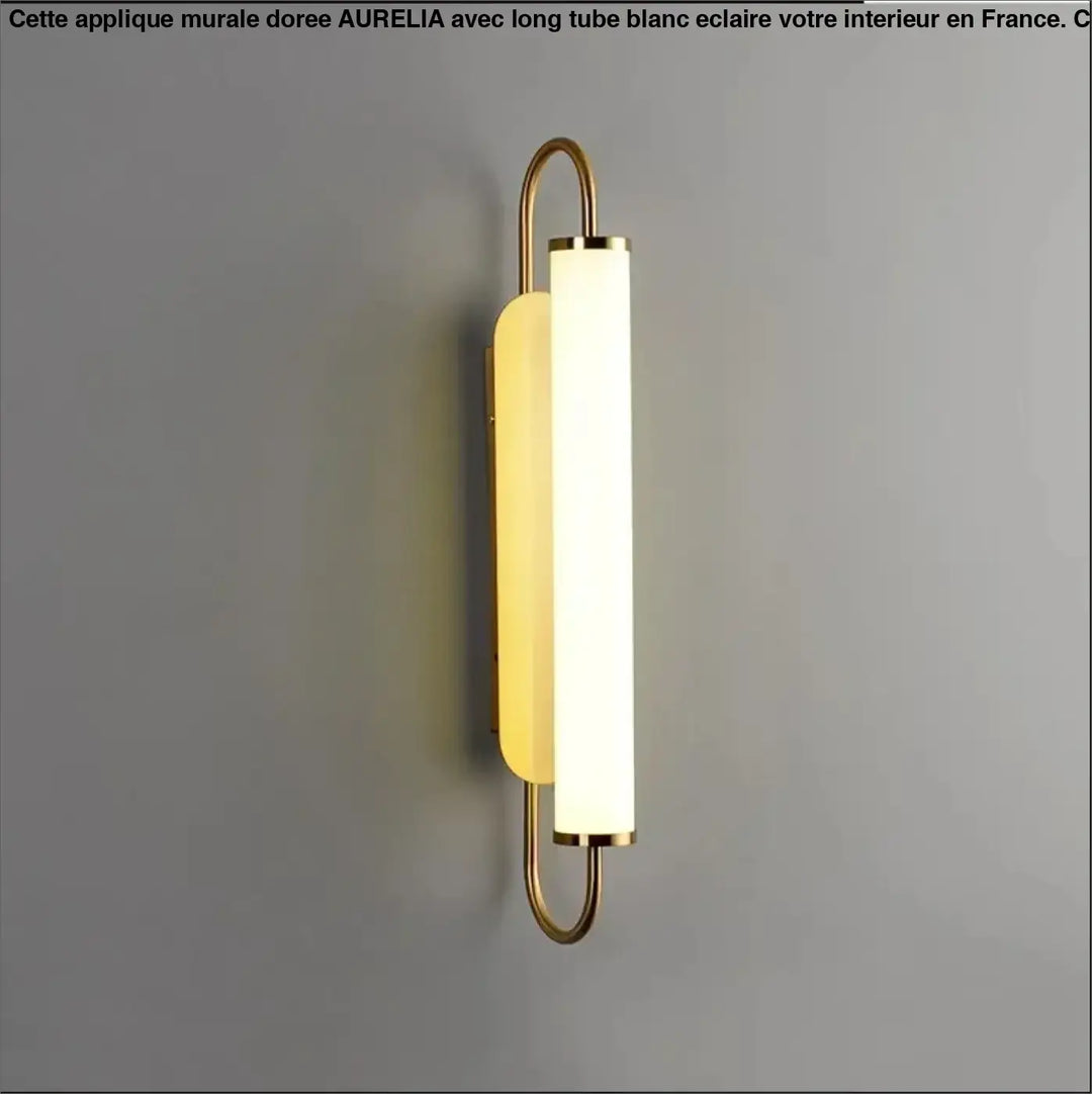 Applique Murale Dorée Avec Long Tube Blanc Pour Tête De Lit Élégante