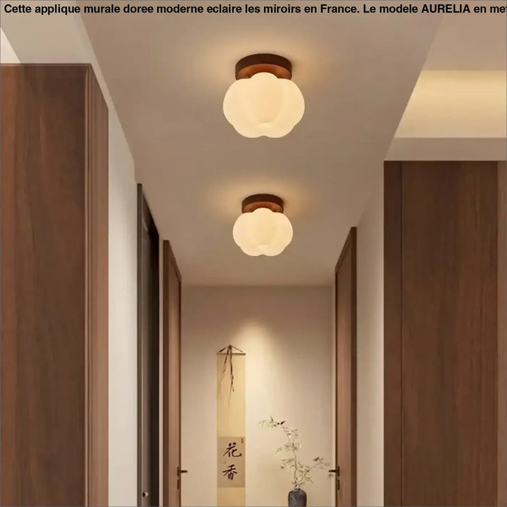 Plafonnier led fleur bois style contemporain design