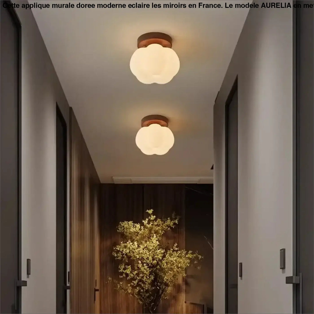 Plafonnier led fleur bois style contemporain design