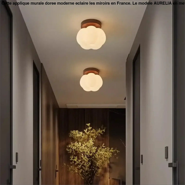 Plafonnier led fleur bois style contemporain design