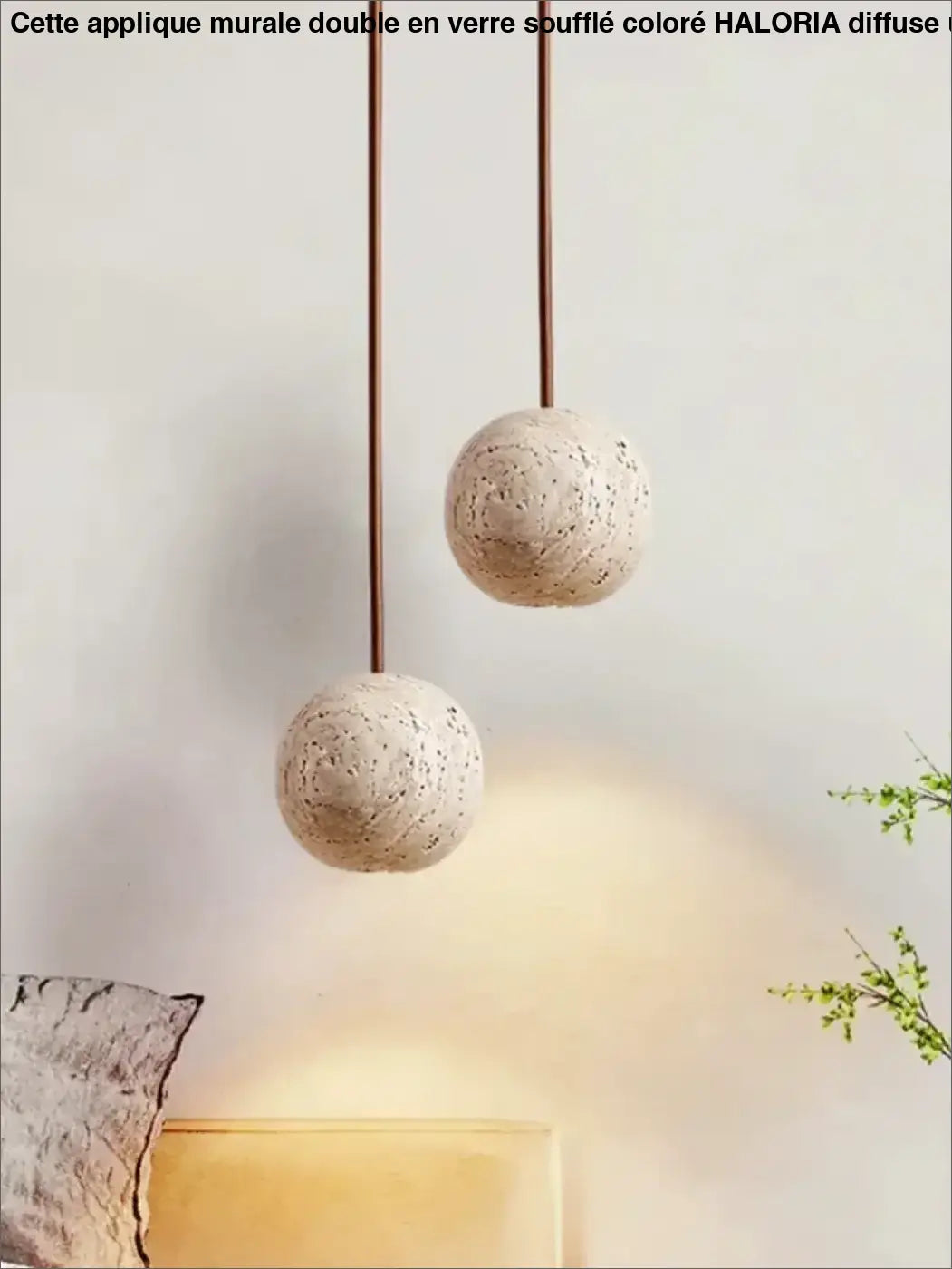 Pendant Lamp Stone Yellow Travertine Chandelier Bedside Small Round Light Bedroom Creative Hanging Line Lighting
