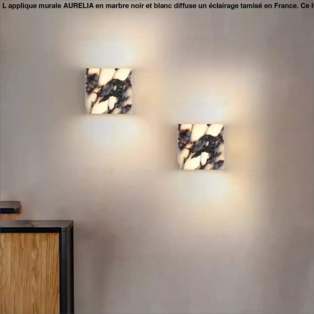 Applique murale à l'effet marbré en noir et blanc

