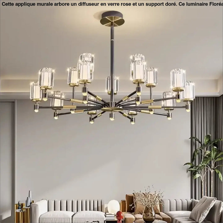 Suspension luminaire élégante en verre strié et métal design